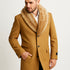 Mens Camel Overcoat with Light Faux Fur Collar – Single-Breasted Wool Dress Coat