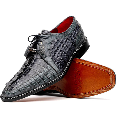 Marco Di Milano Caribe Gray Caiman Crocodile Derby Shoes