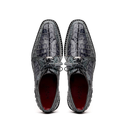Marco Di Milano Caribe Gray Caiman Crocodile Derby Shoes