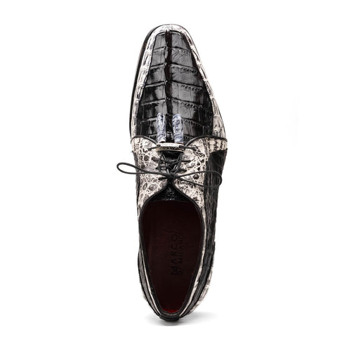 Marco Di Milano Caribe Newspaper / Black Caiman Crocodile Derby Shoes