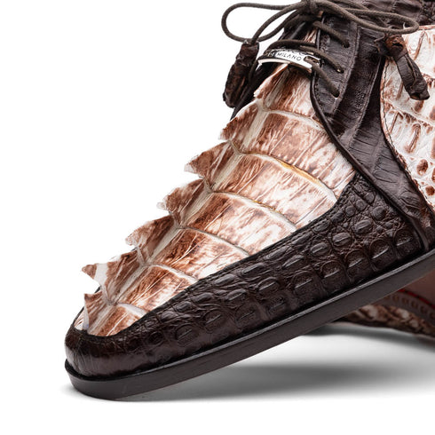 Marco Di Milano Caribe Rustic White / Brown Caiman Crocodile Derby Shoes