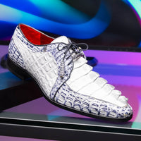 Marco_Di_Milano Caribe White Leather Sneakers - "Newspaper" Accent
