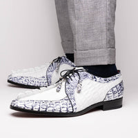 Marco_Di_Milano Caribe White Leather Sneakers - "Newspaper" Accent