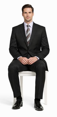 Carlo Lusso Black Two-button Poly Blend Suit