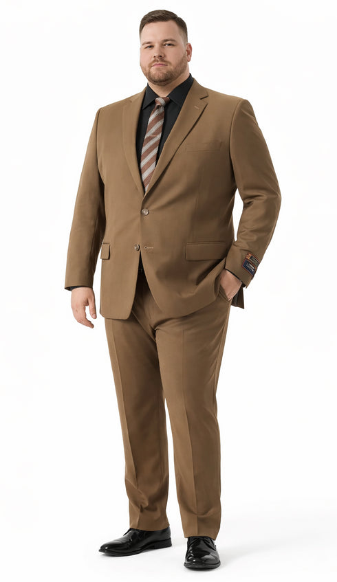 Carlo Lusso Brown Two-button Poly Blend Suit