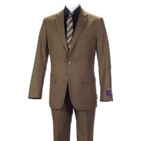 Carlo Lusso Brown Two-button Poly Blend Suit