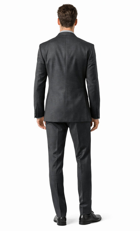 Carlo Lusso Charcoal Two-button Slim Fit Poly Blend Suit