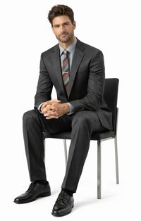 Carlo Lusso Charcoal Two-button Slim Fit Poly Blend Suit