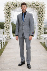 Carlo Lusso Medium Gray Two-button Poly Blend Suit