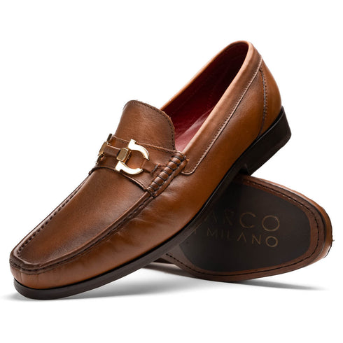 Marco Di Milano Cassarano Honey Men's Calfskin Leather Loafers