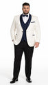 Men’s White Metallic Flake Navy Tuxedo – 3-Piece Tailored-Fit Set