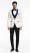 Men’s White Metallic Flake Navy Tuxedo – 3-Piece Tailored-Fit Set