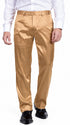 Mens Shiny Stretch Pants Solid Color Slim Fit Sateen Flashy Metallic Slacks in Color "Tan"