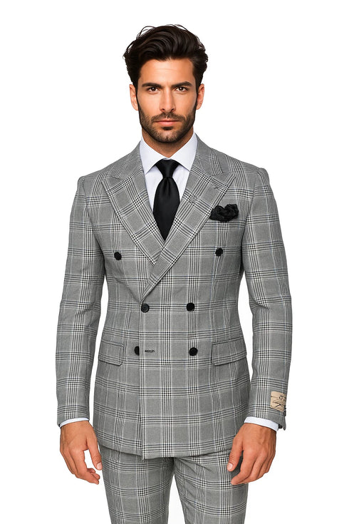 Classic Fit in Black and White Plaid Color by Rossiman