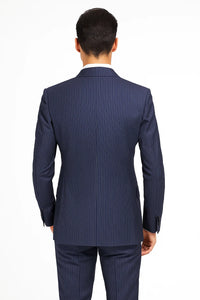 Navy with White Pinstripe Fabric