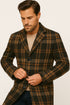 Mens Plaid Wool Overcoat – Khaki and Brown and Cream Check Pattern Winter Coat
