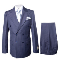 Navy with White Pinstripe Fabric