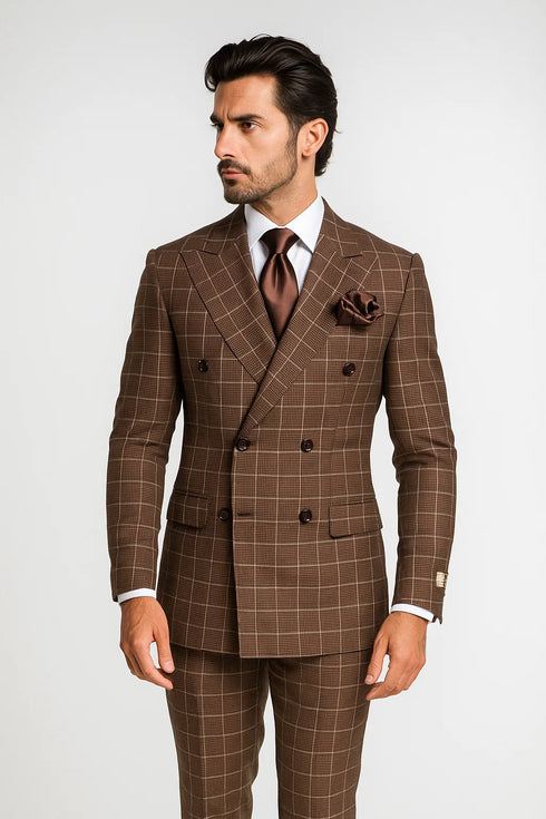 Classic Fit in Brown Plaid Color by Rossiman