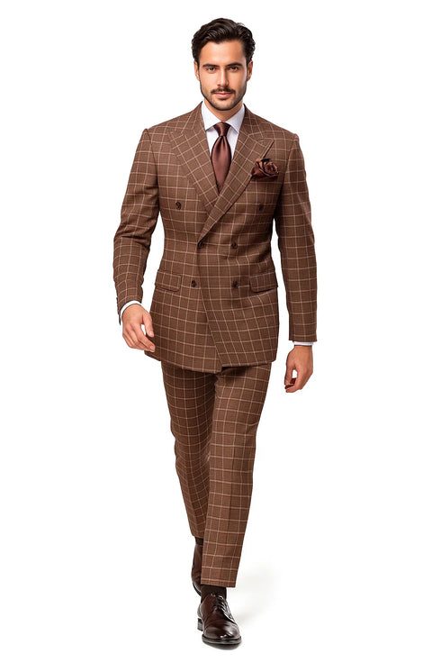 Classic Fit in Brown Plaid Color by Rossiman