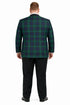 Big and Tall Holiday Jackets - Christmas Tartan Plaid Sport Jacket For Big Man in Color Green and Blue Tartan Scottish Pattern