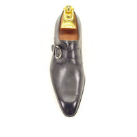 Mens Carrucci Classic Leather Fade Single D-Buckle Monk Strap Dress Shoe in Chestnut