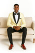 Big And Tall Suit For Men - Jacket + Pants + Bowtie + Pants - Ivory Suit