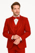Italian Red Wool 3-Piece Modern Fit Tuxedo