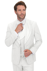 Italian Wool 3-Piece Modern Fit White Tuxedo
