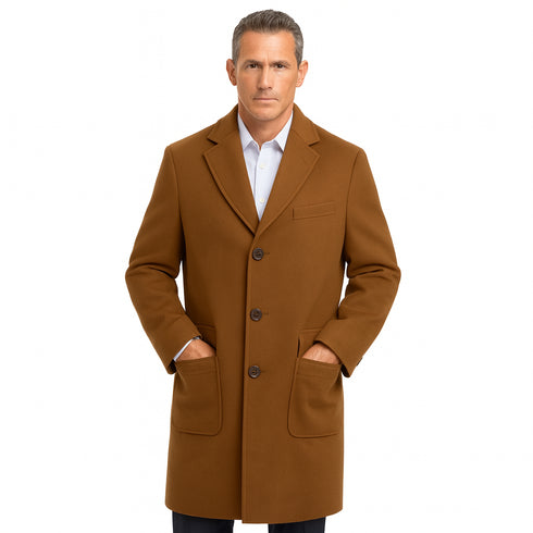 Copper Color Vicuna Vitali Light Brown Wool Long Overcoat