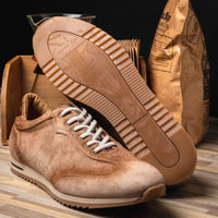 Zelli Costa Burnished Suede and Crocodile Sneakers in Brown