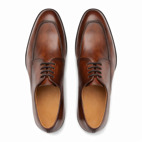 Coventry Dark Cognac Calfskin Leather Men’s Classic Apron Oxford By Mezlan Made In Spain Brand