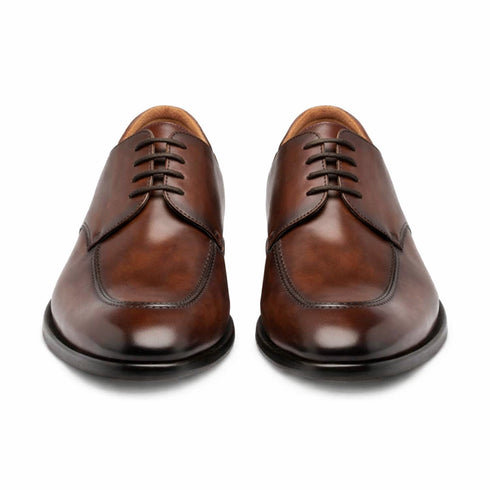 Coventry Dark Cognac Calfskin Leather Men’s Classic Apron Oxford By Mezlan Made In Spain Brand