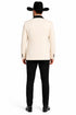 Mens Western Tuxedo Suit – Cream Cowboy Blazer with Black Velvet Vest and Satin Shawl Lapel