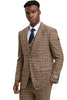 Men's Stacy Adams Vested Modern Fit Houndstooth Glen Plaid Suit in Camel & Green