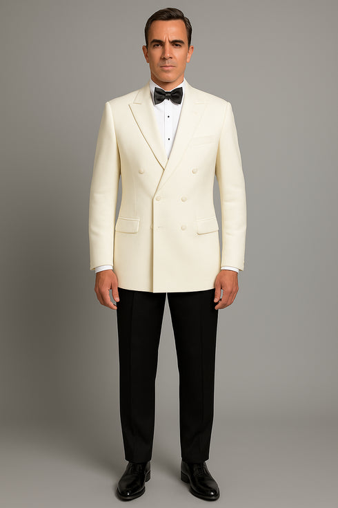 Ivory Double Breasted Tuxedo Dinner Jacket - Cream Dinner Jacket - Off White Tuxedos