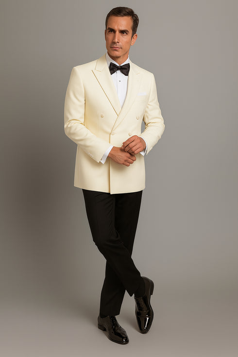 Ivory Double Breasted Tuxedo Dinner Jacket - Cream Dinner Jacket - Off White Tuxedos