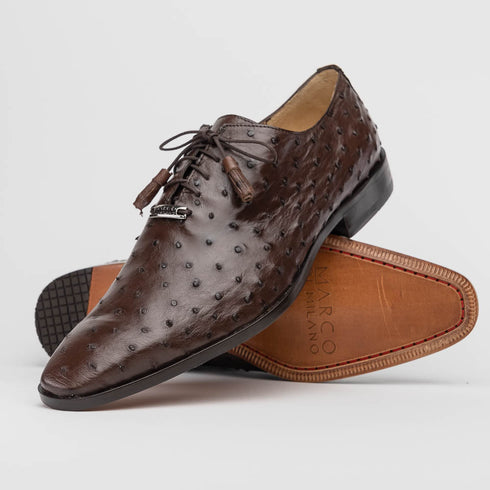 Marco Di Milano Criss Brown Ostrich Quill Dress Shoe Oxfords