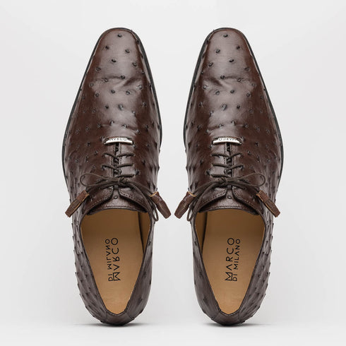 Marco Di Milano Criss Brown Ostrich Quill Dress Shoe Oxfords