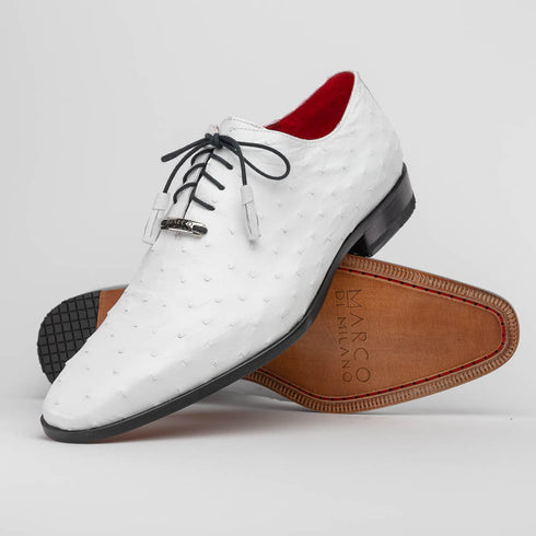 Marco Di Milano Criss White Ostrich Quill Dress Shoe Oxfords