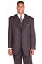 Mens Vested Wide Peak Lapel Ton on Ton Stripe Fashion Suit in Brown