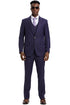 Men's Stacy Adams Vested One Button Side Peak Lapel Pinstripe Suit in Eggplant Purple