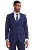 Men's Stacy Adams Vested Two Button Double Windowpane Plaid Suit in Navy