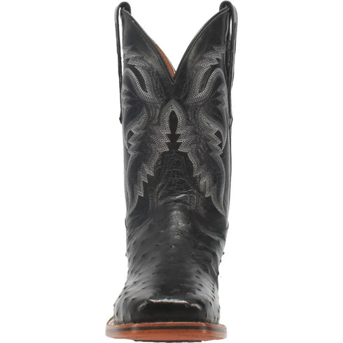 Dan Post Men's Alamosa Full Quill Ostrich Square Toe Boots - Black