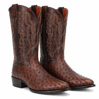Dan Post Men’s Pershing Brown Full Quill Genuine Ostrich 13 Round Toe Cowboy Boot