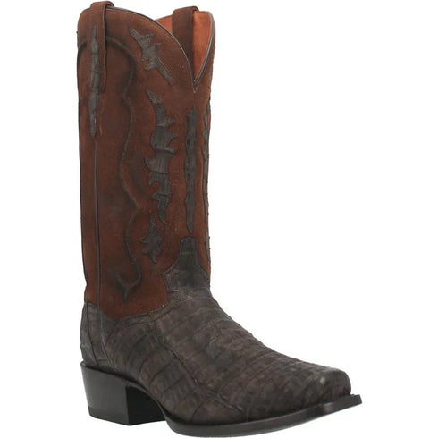Dan Post Men's Stalker Genuine Caiman Belly Square Toe Boots - Brown