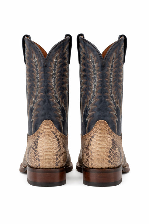Dan Post Men's Templeton Python Snakeskin Square Toe Boots - Beige