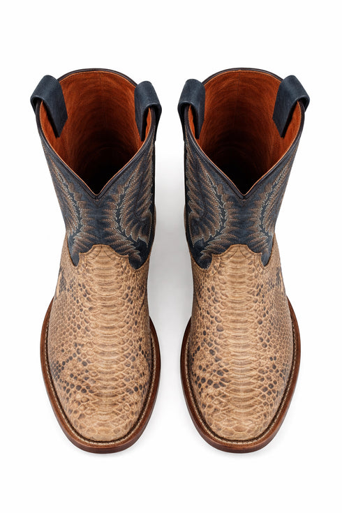 Dan Post Men's Templeton Python Snakeskin Square Toe Boots - Beige