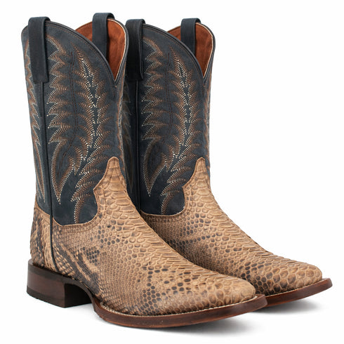 Dan Post Men's Templeton Python Snakeskin Square Toe Boots - Beige
