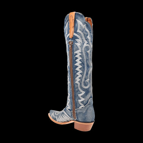 Dan Post Women's Denim Darlin Snip Toe Leather Tall Boots - Blue