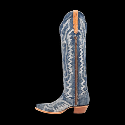 Dan Post Women's Denim Darlin Snip Toe Leather Tall Boots - Blue
